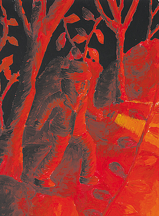 aus dem Wald kommend